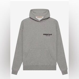Essentials Gray Pullover Hoodie with Small Chest Logo